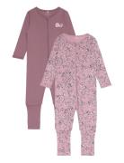 Nbfnightsuit 2P Zip Ff Grape Flower Noos Name It Pink