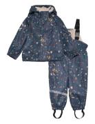 Pu Aop Rain Set Teddy Rec W. Susp104 Mikk-line Navy