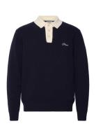 Logo Navy Wool Knit Polo Pompeii Navy