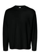 Slhlooseoscar Ls O-Neck Tee Noos Selected Homme Black