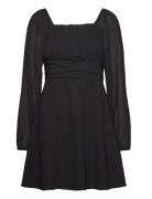 Brenna Square Neck L/S Georgette Dress Bubbleroom Black