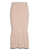 Contrast Edge Knitted Skirt Bubbleroom Beige