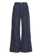 Thea Wide Leg Tweed Jeans Fabienne Chapot Navy