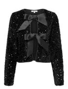 Onlanika Sequins Ls Bow Top Wvn ONLY Black