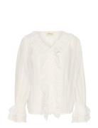 Crsadia Flounce Blouse Cream White