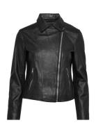 Leather Biker Jacket Mango Black