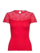 Rmwbea Lace Heartshape Ss Top RM By Rosemunde Red