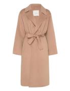 Ls Df Wool Long Wrap Coat Calvin Klein Beige