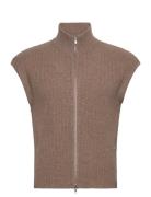 Man Zip Pockets Vest Davida Cashmere Brown