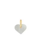 Pearl Heart Charm - Gold Design Letters Grey