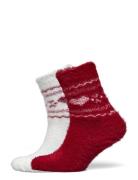 2P Fairisle Heart Socks Hunkemöller Red