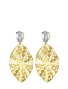 Leaf Crystal Earring Clear/Gold Bud To Rose Gold