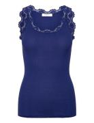 Rwbabette Sl U-Neck Long Lace Top Rosemunde Blue