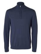 Slhtray Ls Knit Merino Half Zip Noos Selected Homme Navy