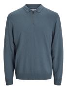 Jjeemil Knit Polo Half Zip Ls Noos Jack & J S Blue