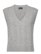 Cable Wool-Cashmere V-Neck Sweater Vest Polo Ralph Lauren Grey