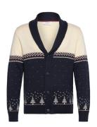 Xmas Shawl Collar Cardigan Lindbergh Navy