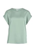 Viellette S/S Satin Top - Noos Vila Green