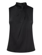 Turtleneck Draped Satin Blouse Mango Black