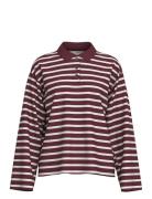 Slfwada Ls Stripe Collar Top Selected Femme Burgundy