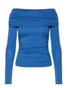 Folded Off Shoulder Long Sleeve Top Weekday Blue