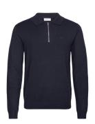 Ecovero L/S Zip Polo Lindbergh Navy