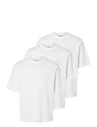 Slhlooseoscar Ss O-Neck Tee 3 Pack Selected Homme White