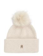 Elevated Chic Beanie W/Pompom Tommy Hilfiger Cream