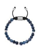 Men's Beaded Bracelet With Blue Dumortierite And Silver Nialaya Blue