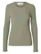 Slfanna Ls Crew Neck Tee S Noos Selected Femme Green