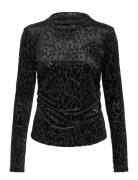 Leopard-Print Long-Sleeved T-Shirt Mango Black