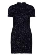 Short-Sleeved Sequin Dress Mango Navy