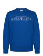 Graphic C-Neck Sweat GANT Blue