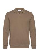 Jersey Split Neck W. Collar L/ Lindbergh Brown