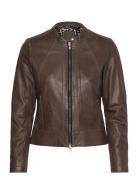 Diora Classic Leather Jacket Jofama Brown