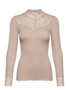 Silk T-Shirt W/ Lace Rosemunde Beige