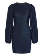 Puff Sleeve Sparkling Dress Bubbleroom Navy