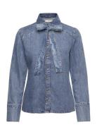 Denim Shirt With Bow Mango Blue