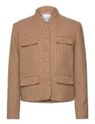 Tweed Jacket With Mandarin Collar Mango Brown