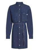 Lyocell Belted Denim Shirt Dress Calvin Klein Jeans Blue