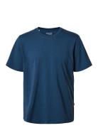 Slhaspen Slub Ss O-Neck Tee Noos Selected Homme Blue