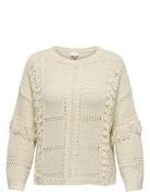 Caryrsa Life Ls Fringe O-Neck Knt ONLY Carmakoma Cream