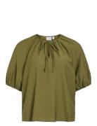 Viclo 2/4 V-Neck Top - Noos Vila Khaki