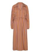 Elasticated Midi Dress, 2249 Stripe STINE GOYA Brown