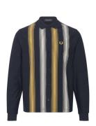 Ombre Stripe Ls Polo Shirt Fred Perry Navy