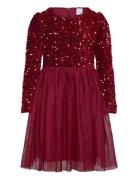 Dress L S Sequins Velvet Top A Lindex Red
