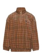 Dog Houndstooth Aop Velour Halfzip Sweatshirt Mini Rodini Brown