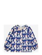 Fairy Dog All Over Ranglan Sleeve Woven Blouse Bobo Choses Blue