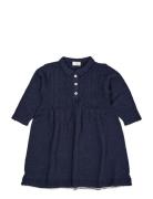 Merino Pointelle Dress W. Collar Copenhagen Colors Navy