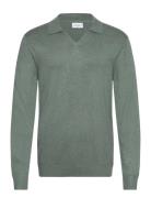 Ecovero L/S V-Neck Polo Lindbergh Green